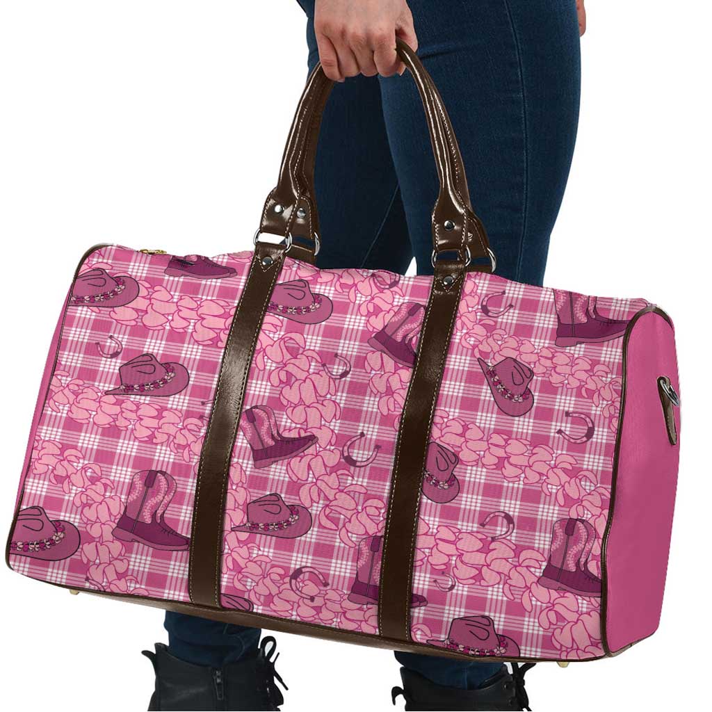 Pink Palaka Hawaii Cowboy Travel Bag Puakenikeni Lei Paniolo Papale Seamless Vibes LT14 - Polynesian Pride