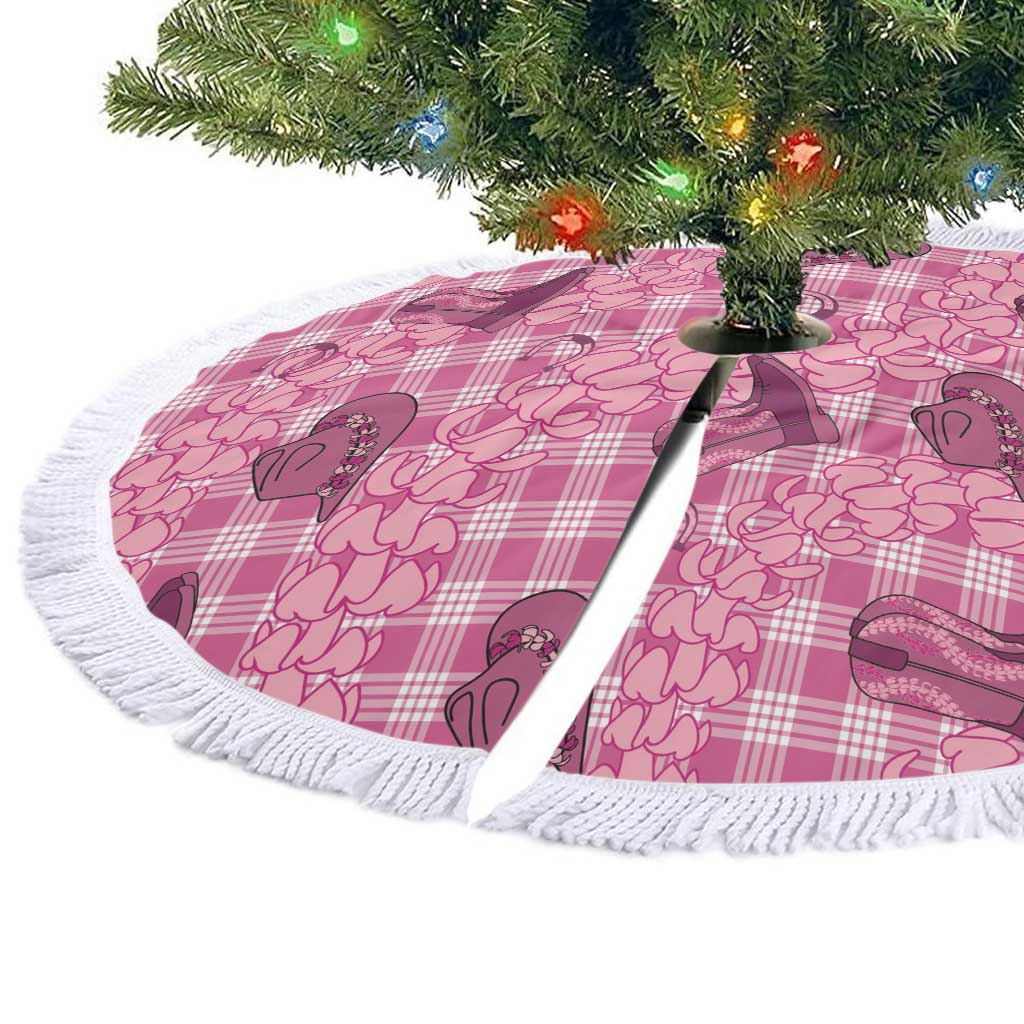 Pink Palaka Hawaii Cowboy Tree Skirt Puakenikeni Lei Paniolo Papale Seamless Vibes - Polynesian Pride