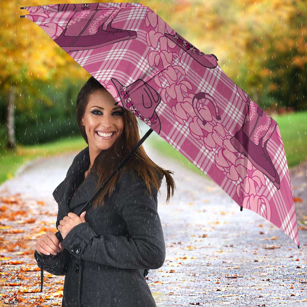 Pink Palaka Hawaii Cowboy Umbrella Puakenikeni Lei Paniolo Papale Seamless Vibes - Polynesian Pride