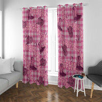 Pink Palaka Hawaii Cowboy Window Curtain Puakenikeni Lei Paniolo Papale Seamless Vibes LT14 With Grommets Pink - Polynesian Pride