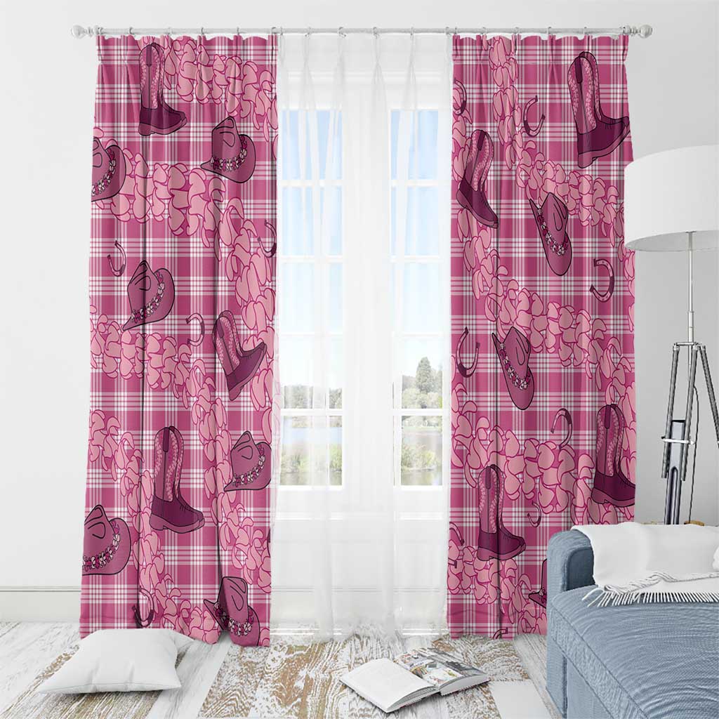 Pink Palaka Hawaii Cowboy Window Curtain Puakenikeni Lei Paniolo Papale Seamless Vibes LT14 - Polynesian Pride