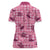 Pink Palaka Hawaii Cowboy Women Polo Shirt Puakenikeni Lei Paniolo Papale Seamless Vibes - Polynesian Pride