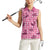 Pink Palaka Hawaii Cowboy Women Sleeveless Polo Shirt Puakenikeni Lei Paniolo Papale Seamless Vibes - Polynesian Pride