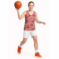 Red Palaka Hawaii Cowboy Basketball Jersey Puakenikeni Lei Paniolo Papale Seamless Vibes LT14 - Polynesian Pride