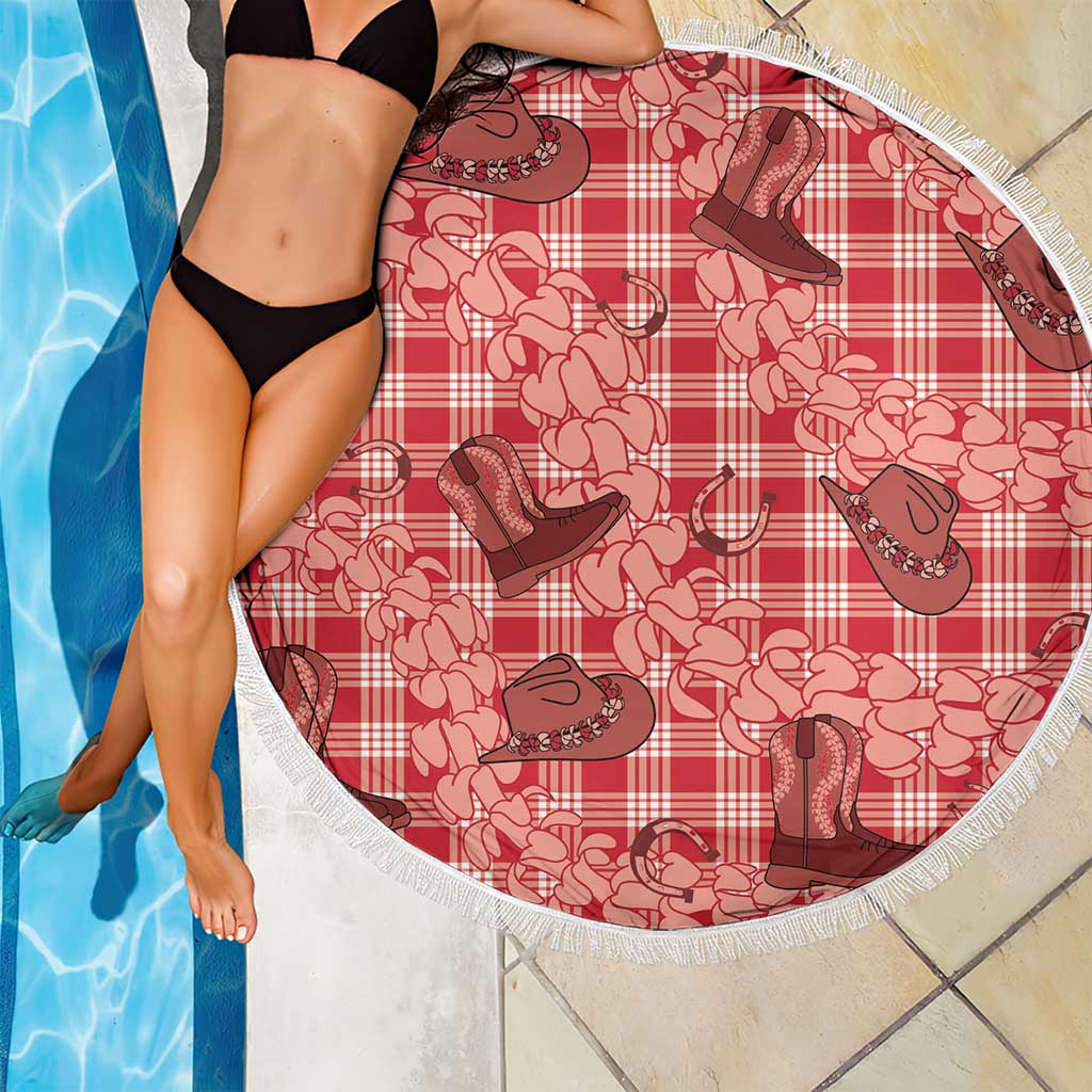 Red Palaka Hawaii Cowboy Beach Blanket Puakenikeni Lei Paniolo Papale Seamless Vibes - Polynesian Pride