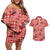 Red Palaka Hawaii Cowboy Couples Matching Off Shoulder Short Dress and Hawaiian Shirt Puakenikeni Lei Paniolo Papale Seamless Vibes - Polynesian Pride