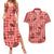 Red Palaka Hawaii Cowboy Couples Matching Summer Maxi Dress and Hawaiian Shirt Puakenikeni Lei Paniolo Papale Seamless Vibes - Polynesian Pride