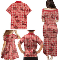 Red Palaka Hawaii Cowboy Family Matching Puletasi and Hawaiian Shirt Puakenikeni Lei Paniolo Papale Seamless Vibes LT14 - Polynesian Pride