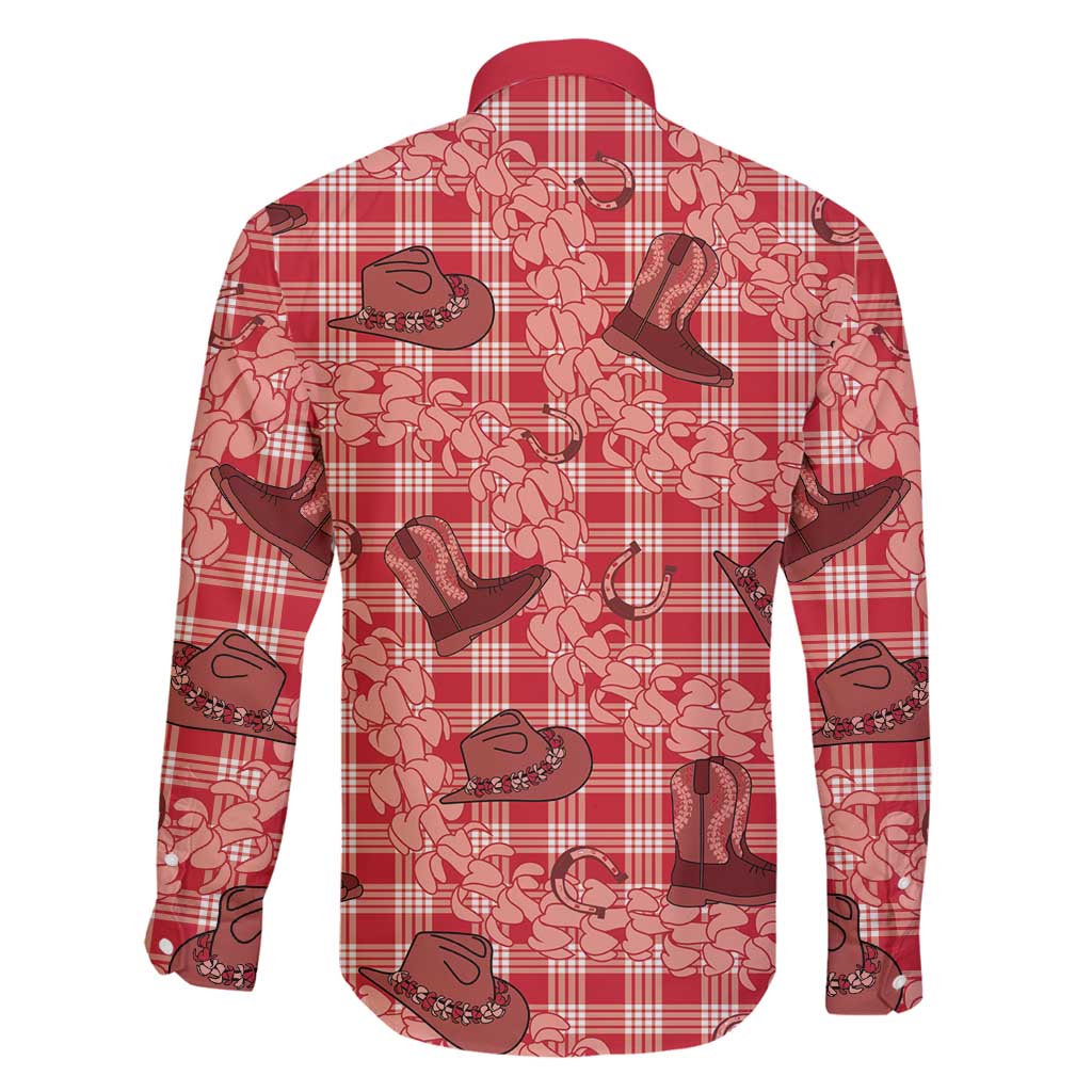 Red Palaka Hawaii Cowboy Family Matching Puletasi and Hawaiian Shirt Puakenikeni Lei Paniolo Papale Seamless Vibes LT14 - Polynesian Pride