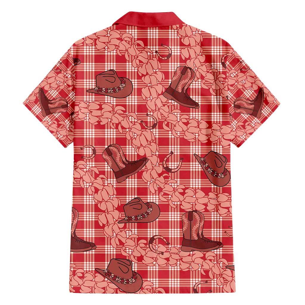 Red Palaka Hawaii Cowboy Family Matching Summer Maxi Dress and Hawaiian Shirt Puakenikeni Lei Paniolo Papale Seamless Vibes LT14 - Polynesian Pride