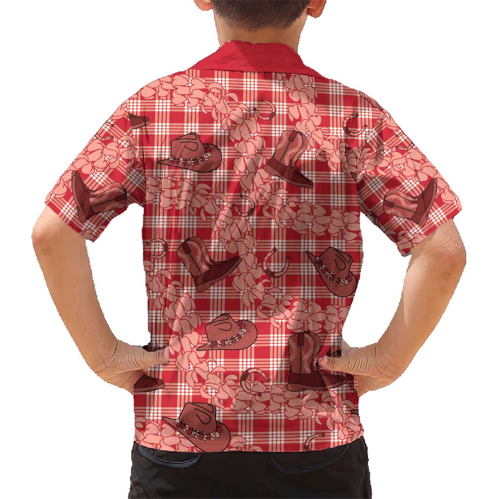 Red Palaka Hawaii Cowboy Hawaiian Shirt Puakenikeni Lei Paniolo Papale Seamless Vibes - Polynesian Pride