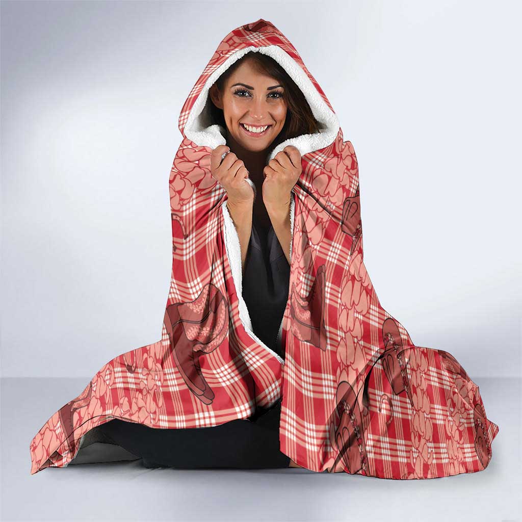 Red Palaka Hawaii Cowboy Hooded Blanket Puakenikeni Lei Paniolo Papale Seamless Vibes - Polynesian Pride