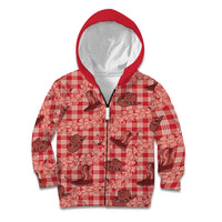 Red Palaka Hawaii Cowboy Kid Hoodie Puakenikeni Lei Paniolo Papale Seamless Vibes - Polynesian Pride