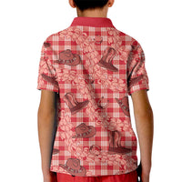 Red Palaka Hawaii Cowboy Kid Polo Shirt Puakenikeni Lei Paniolo Papale Seamless Vibes - Polynesian Pride