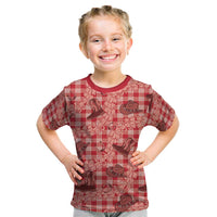 Red Palaka Hawaii Cowboy Kid T Shirt Puakenikeni Lei Paniolo Papale Seamless Vibes LT14 Red - Polynesian Pride