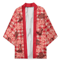 Red Palaka Hawaii Cowboy Kimono Puakenikeni Lei Paniolo Papale Seamless Vibes LT14 Unisex Red - Polynesian Pride