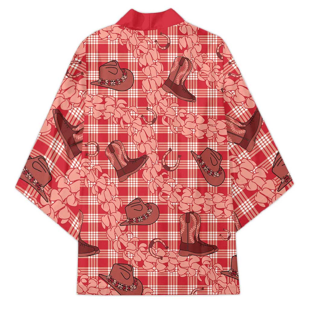 Red Palaka Hawaii Cowboy Kimono Puakenikeni Lei Paniolo Papale Seamless Vibes LT14 - Polynesian Pride