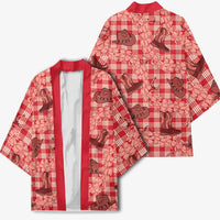Red Palaka Hawaii Cowboy Kimono Puakenikeni Lei Paniolo Papale Seamless Vibes LT14 - Polynesian Pride