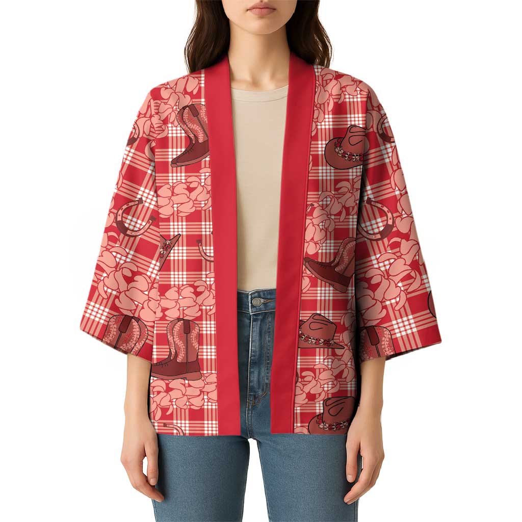 Red Palaka Hawaii Cowboy Kimono Puakenikeni Lei Paniolo Papale Seamless Vibes LT14 - Polynesian Pride
