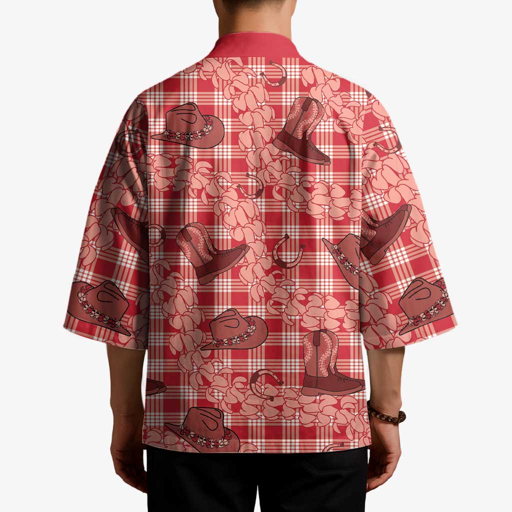 Red Palaka Hawaii Cowboy Kimono Puakenikeni Lei Paniolo Papale Seamless Vibes LT14 - Polynesian Pride