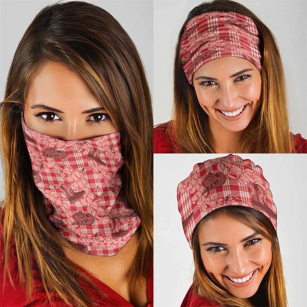 Red Palaka Hawaii Cowboy Neck Gaiter Puakenikeni Lei Paniolo Papale Seamless Vibes - Polynesian Pride