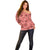 Red Palaka Hawaii Cowboy Off Shoulder Sweater Puakenikeni Lei Paniolo Papale Seamless Vibes - Polynesian Pride