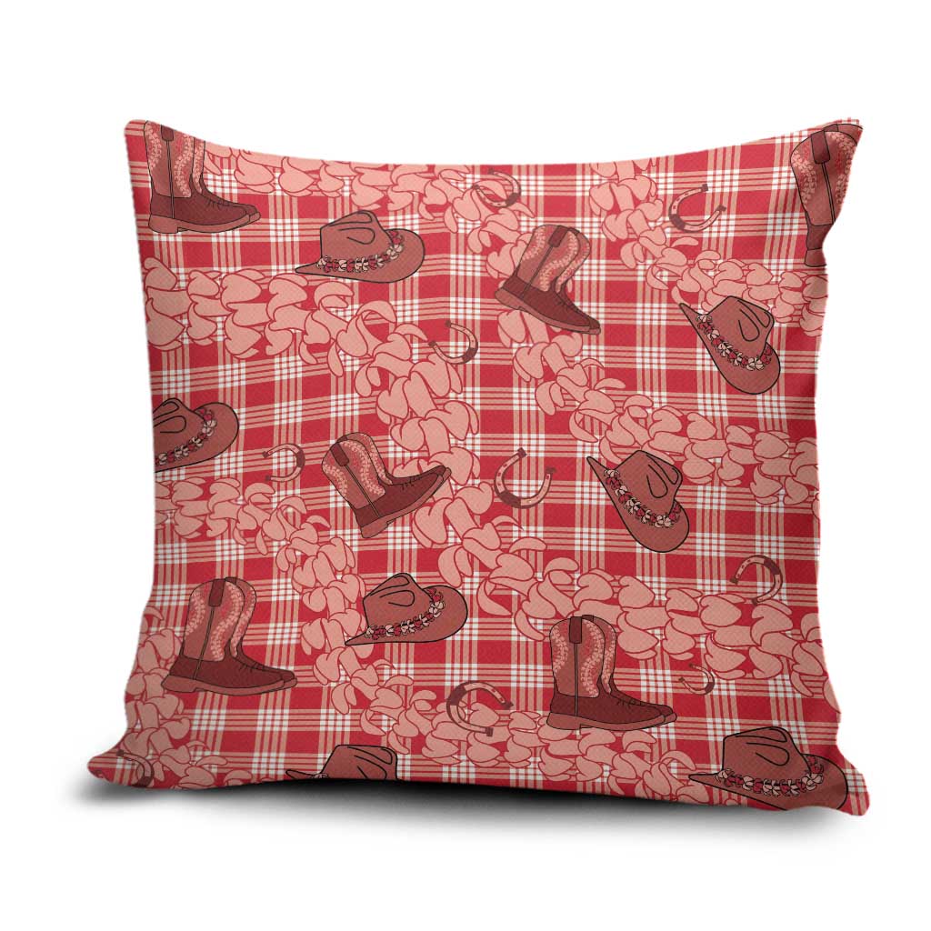 Red Palaka Hawaii Cowboy Pillow Cover Puakenikeni Lei Paniolo Papale Seamless Vibes LT14 Red - Polynesian Pride