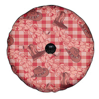 Red Palaka Hawaii Cowboy Spare Tire Cover Puakenikeni Lei Paniolo Papale Seamless Vibes - Polynesian Pride