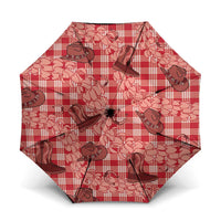 Red Palaka Hawaii Cowboy Umbrella Puakenikeni Lei Paniolo Papale Seamless Vibes - Polynesian Pride