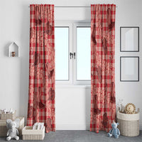 Red Palaka Hawaii Cowboy Window Curtain Puakenikeni Lei Paniolo Papale Seamless Vibes - Polynesian Pride