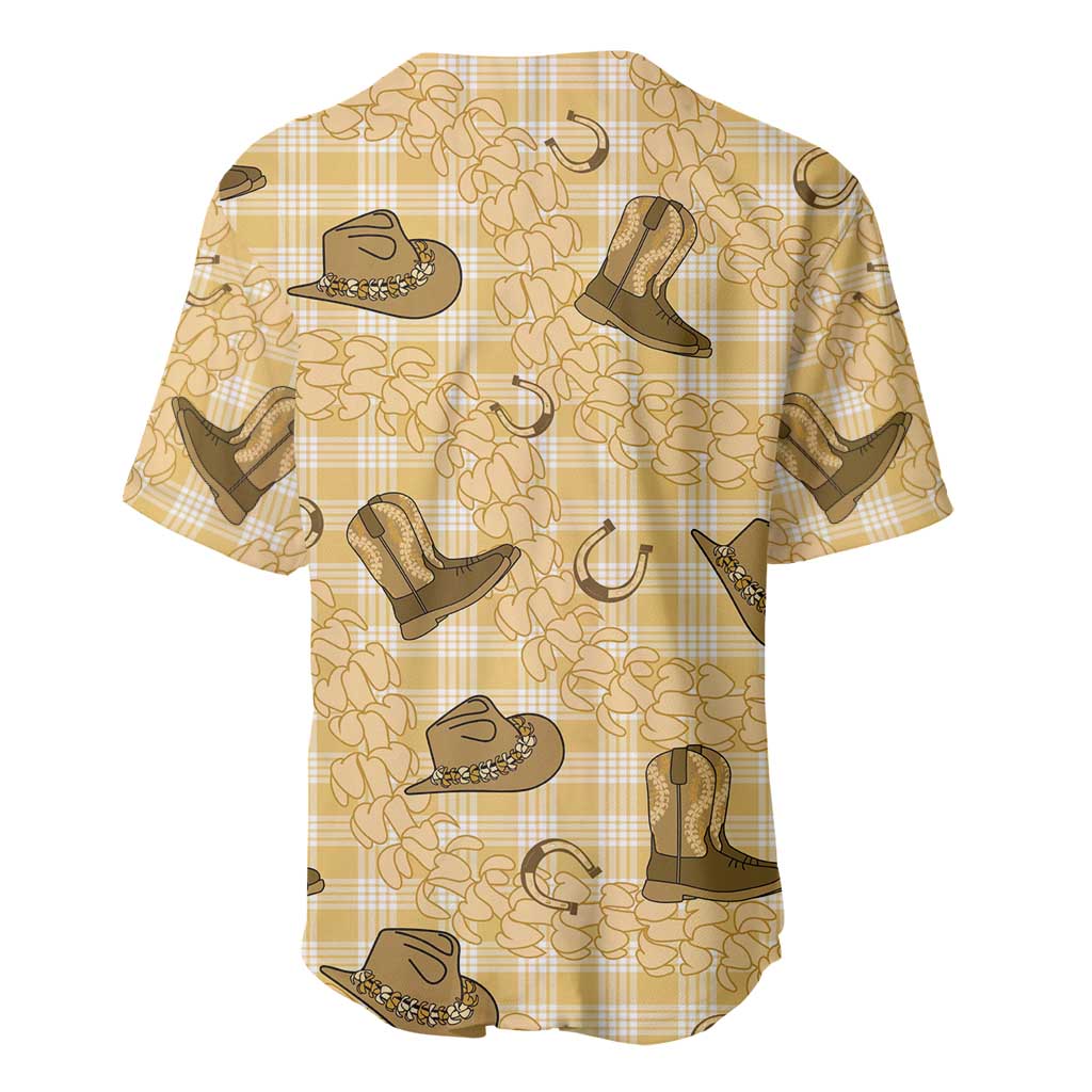 Yellow Palaka Hawaii Cowboy Baseball Jersey Puakenikeni Lei Paniolo Papale Seamless Vibes - Polynesian Pride