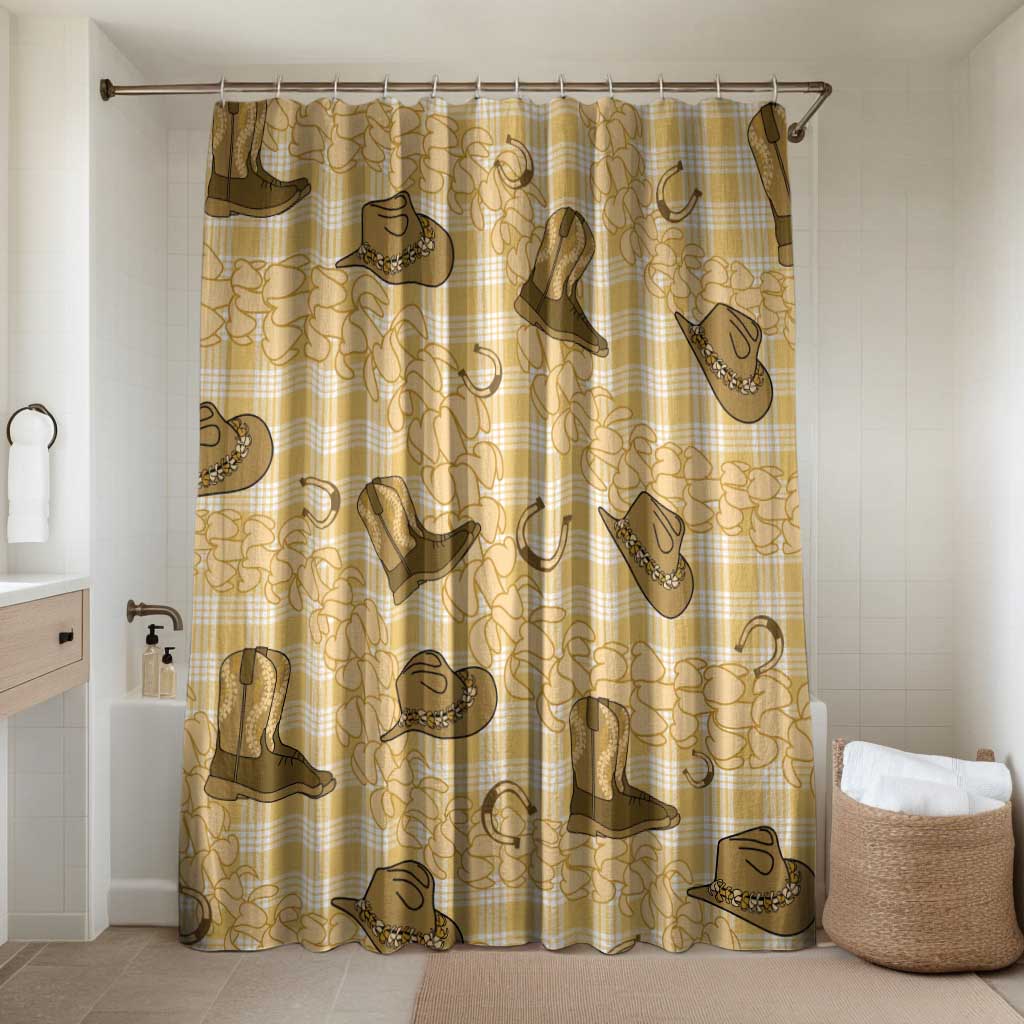 Yellow Palaka Hawaii Cowboy Bathroom Set Puakenikeni Lei Paniolo Papale Seamless Vibes - Polynesian Pride