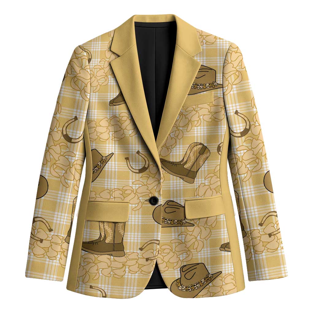 Yellow Palaka Hawaii Cowboy Blazer Puakenikeni Lei Paniolo Papale Seamless Vibes - Polynesian Pride
