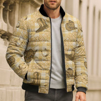 Yellow Palaka Hawaii Cowboy Bomber Puffer Jacket Puakenikeni Lei Paniolo Papale Seamless Vibes LT14 - Polynesian Pride