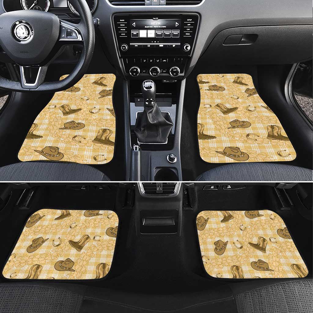 Yellow Palaka Hawaii Cowboy Car Mats Puakenikeni Lei Paniolo Papale Seamless Vibes - Polynesian Pride