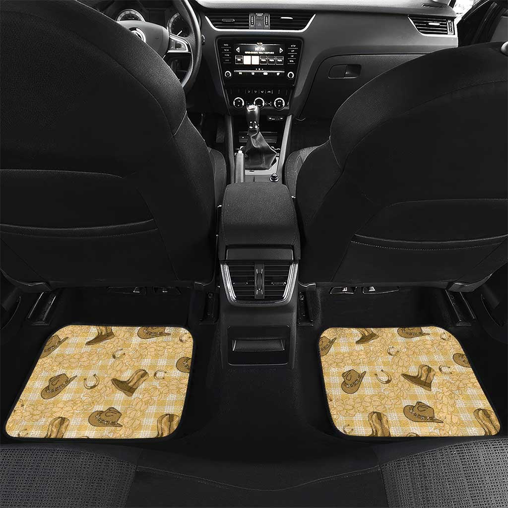 Yellow Palaka Hawaii Cowboy Car Mats Puakenikeni Lei Paniolo Papale Seamless Vibes - Polynesian Pride