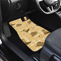 Yellow Palaka Hawaii Cowboy Car Mats Puakenikeni Lei Paniolo Papale Seamless Vibes - Polynesian Pride