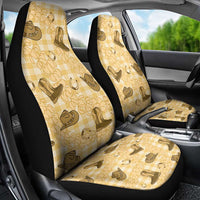 Yellow Palaka Hawaii Cowboy Car Seat Cover Puakenikeni Lei Paniolo Papale Seamless Vibes - Polynesian Pride