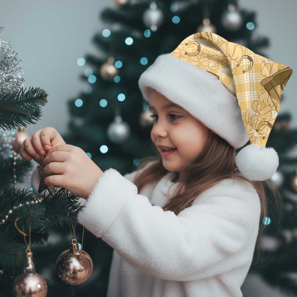 Yellow Palaka Hawaii Cowboy Christmas Santa Hat Puakenikeni Lei Paniolo Papale Seamless Vibes - Polynesian Pride