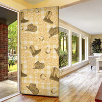 Yellow Palaka Hawaii Cowboy Door Cover Puakenikeni Lei Paniolo Papale Seamless Vibes - Polynesian Pride