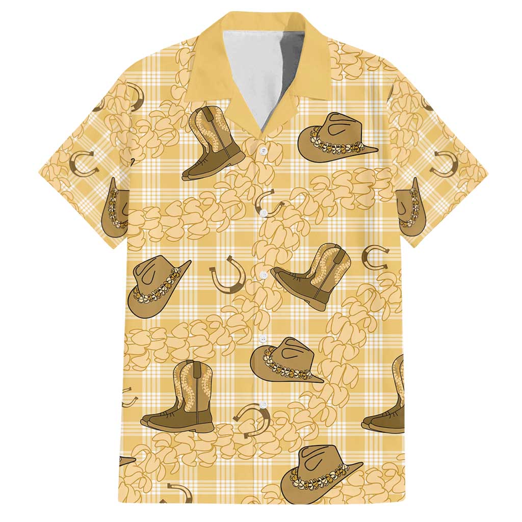 Yellow Palaka Hawaii Cowboy Family Matching Summer Maxi Dress and Hawaiian Shirt Puakenikeni Lei Paniolo Papale Seamless Vibes LT14 Dad's Shirt - Short Sleeve Yellow - Polynesian Pride