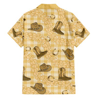 Yellow Palaka Hawaii Cowboy Family Matching Summer Maxi Dress and Hawaiian Shirt Puakenikeni Lei Paniolo Papale Seamless Vibes LT14 - Polynesian Pride