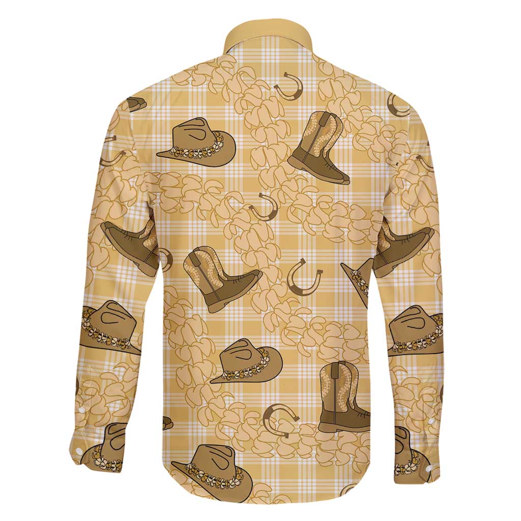 Yellow Palaka Hawaii Cowboy Family Matching Summer Maxi Dress and Hawaiian Shirt Puakenikeni Lei Paniolo Papale Seamless Vibes LT14 - Polynesian Pride