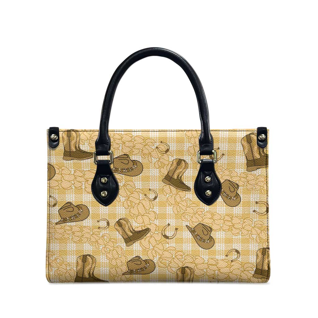 Yellow Palaka Hawaii Cowboy Leather Bag Puakenikeni Lei Paniolo Papale Seamless Vibes - Polynesian Pride