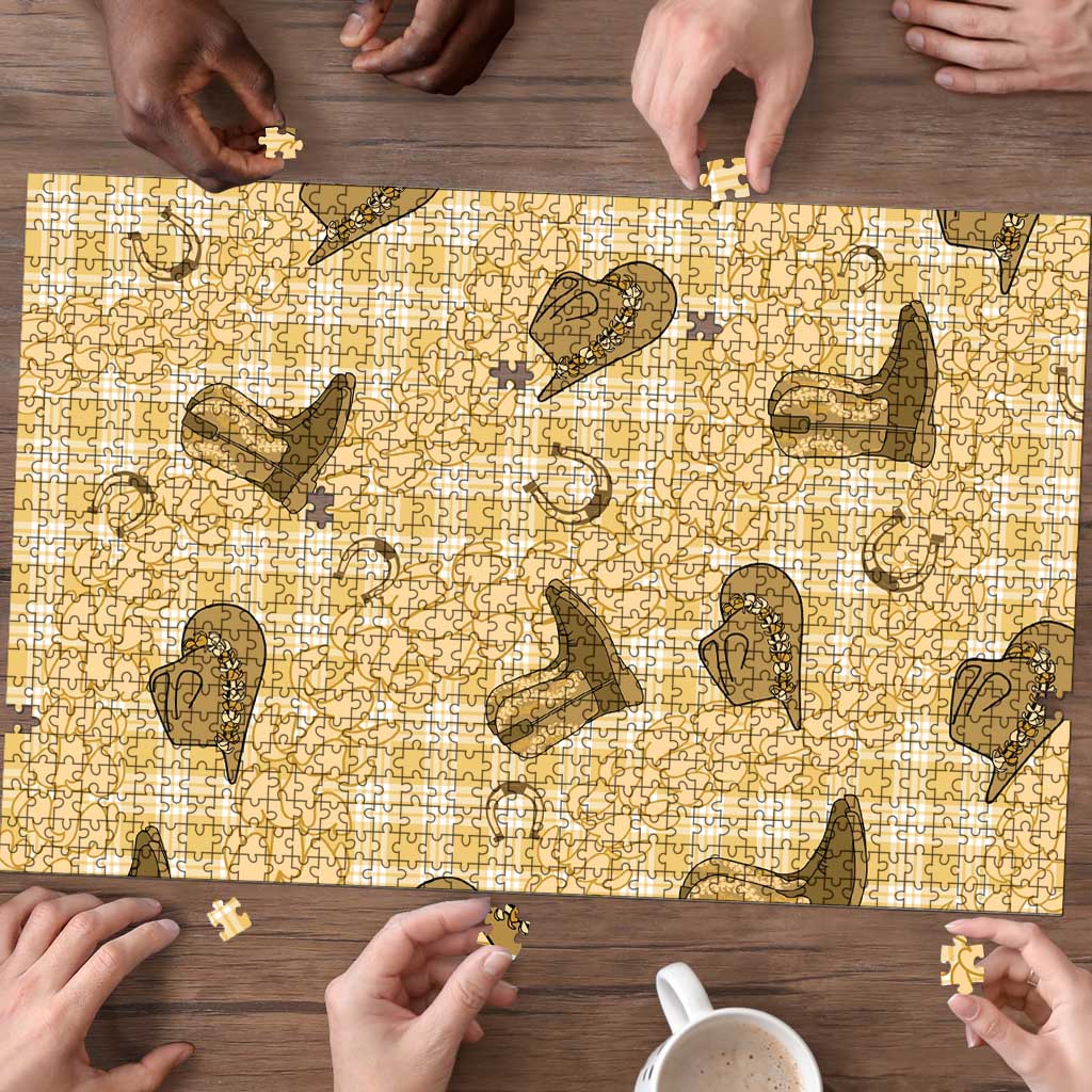 Yellow Palaka Hawaii Cowboy Puzzle Puakenikeni Lei Paniolo Papale Seamless Vibes LT14 - Polynesian Pride