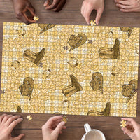 Yellow Palaka Hawaii Cowboy Puzzle Puakenikeni Lei Paniolo Papale Seamless Vibes LT14 - Polynesian Pride
