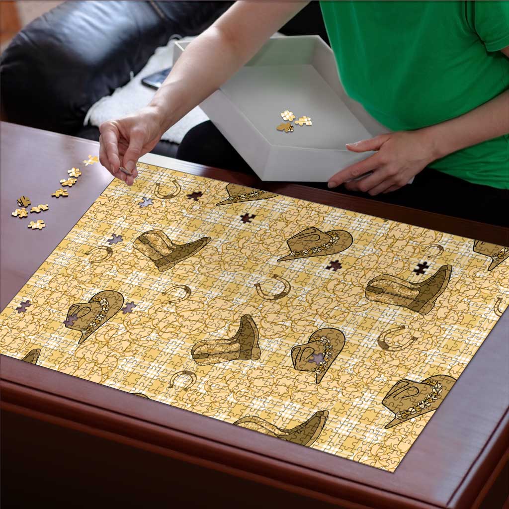 Yellow Palaka Hawaii Cowboy Puzzle Puakenikeni Lei Paniolo Papale Seamless Vibes LT14 - Polynesian Pride