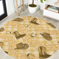 Yellow Palaka Hawaii Cowboy Round Carpet Puakenikeni Lei Paniolo Papale Seamless Vibes LT14 Yellow - Polynesian Pride