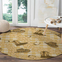 Yellow Palaka Hawaii Cowboy Round Carpet Puakenikeni Lei Paniolo Papale Seamless Vibes LT14 - Polynesian Pride