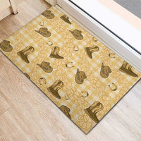 Yellow Palaka Hawaii Cowboy Rubber Doormat Puakenikeni Lei Paniolo Papale Seamless Vibes LT14 - Polynesian Pride